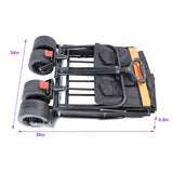 Big Large Capacity Folding Wagon Cart with Extender (Black + Orange)