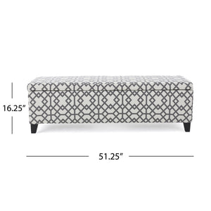 Quotient - Upholstered Storage Ottoman With Tapered Block Feet - Gray / White