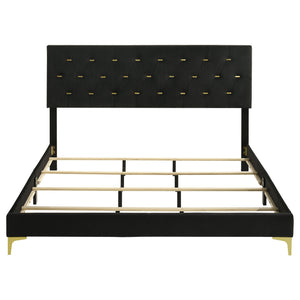 Kendall Upholstered California King Panel Bed Black