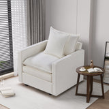 Plush Chenille Armchair with Deep Seating and Double-Layer Cushions