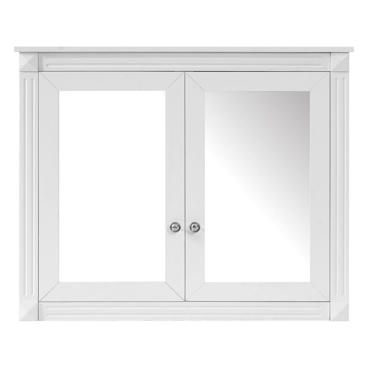 Wall-Mounted Medicine Cabinet with Dual Mirrors and Adjustable Shelves - Black or White