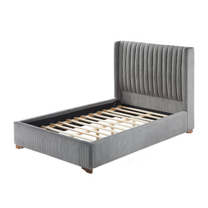 Corduroy Upholstered Wingback Bed Frame