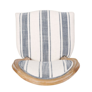 French Country-Inspired KD Dining Chair with Iconic Round Backrest in Blue Fabric