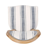 French Country-Inspired KD Dining Chair with Iconic Round Backrest in Blue Fabric