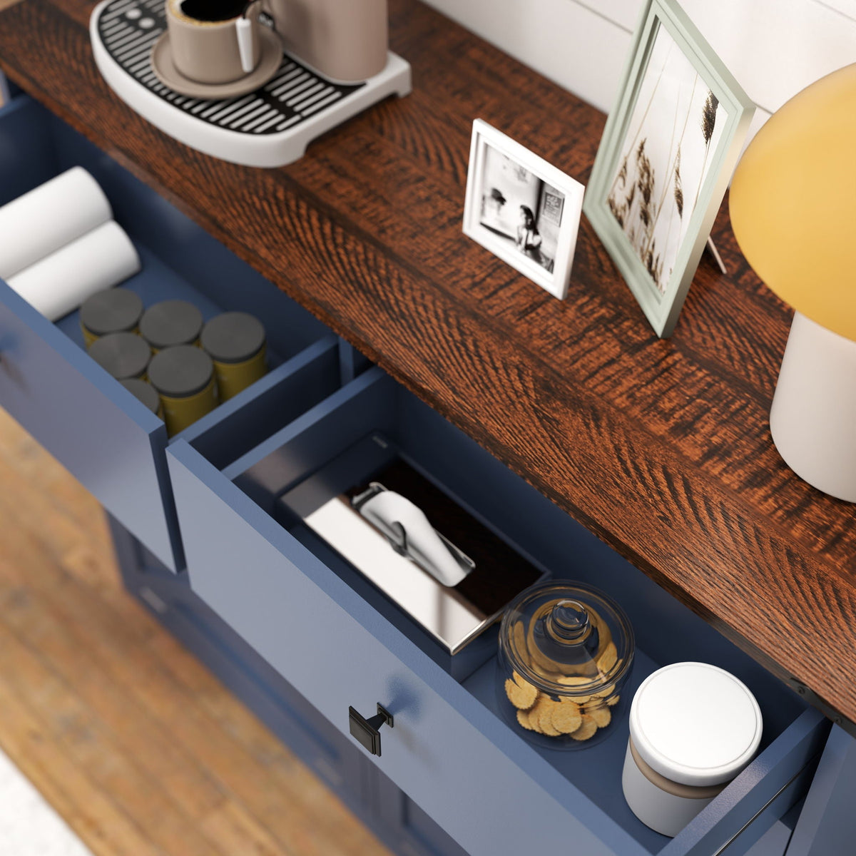 Double Tilt Out Trash Cabinet With Hideaway Drawer And Barn Door Style