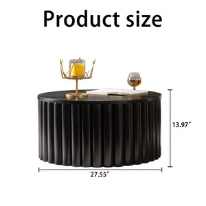 Round Coffee Table With Lift Handcrafted Relief