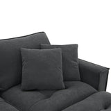Leland Suede-Tufted L-Shaped Sectional With Ottoman