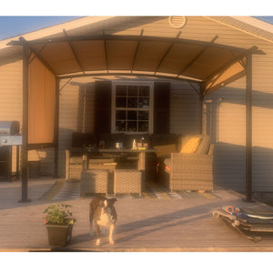 Outdoor Patio Pergola Gazebo - Steel Frame Sun Shelter With Retractable Canopy