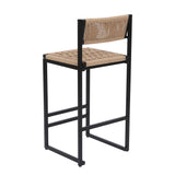 Kitchen Bar Stools with Footrest Set of 2 Paper Rope Weave Dining Chairs