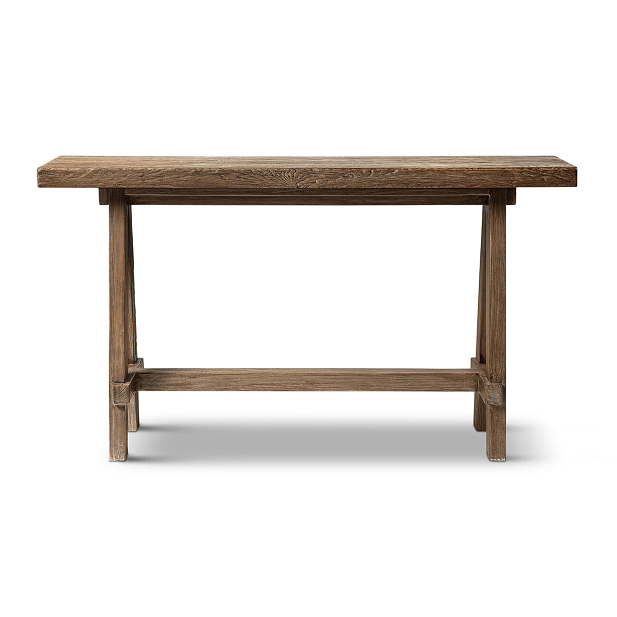 Hawthorne 60' Solid Reclaimed Elm Trestle Console Table, Heritage Medium-Dark Brown