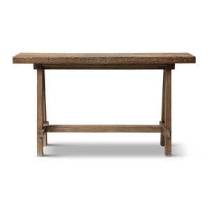 Hawthorne 60' Solid Reclaimed Elm Trestle Console Table, Heritage Medium-Dark Brown