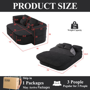 2 In 1 Foldable Sofa Bed With Multi Functional Blanket, Floor Lounge Sofa