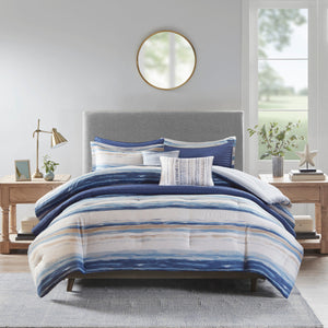 8 Piece Printed Seersucker Comforter and Quilt Set Collection