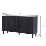 Wood Sideboard with 4 Doors and Tapered Legs