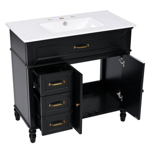 Bathroom Vanity With Sink, 2 Doors 2 Drawers, Freestanding Design
