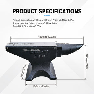 Single Horn Anvil 66Lbs Cast Steel Anvil smith For Sale Forge Tools And Equipment Anvil Rugged Round Horn Anvil smith Jewelers Metalsmith smith Tool - Black