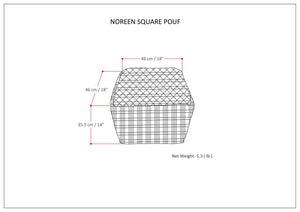 Noreen Square Pouf Light Blue White