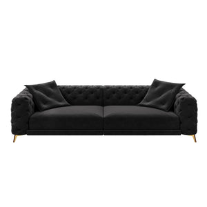 3 In 1 Convertible Sleeper, Deep Seat Pull Out Sofa Bed, Button Tufted