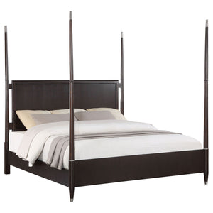 Niguel - Queen Size 4 Poster Bed With Finials, Floating Headboard - Brown