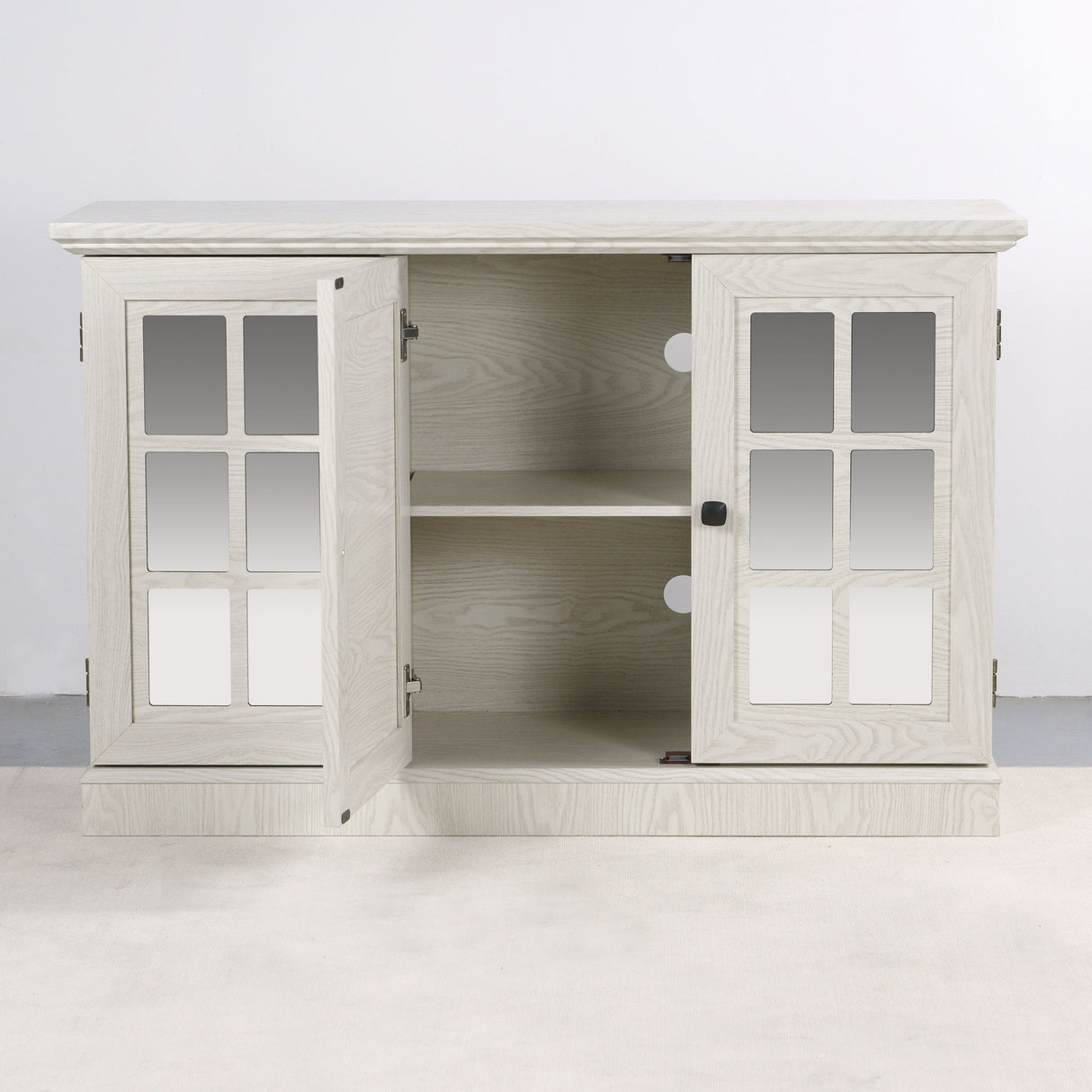 Storage Cabinet With 3 Mirrored Acrylic Doors, Adjustable Shelves
