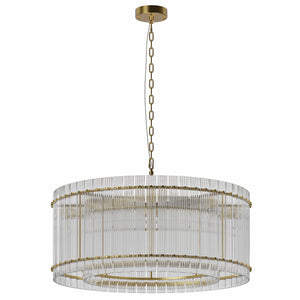 37' Modern Gold Round Chandelier,2-Tier 8-Light Water Ripple Crystal Glass Chandeliers,for Dining Room,Living Room,Bedroom,High Ceiling,Foyer Entryway,Luxury Chandelier