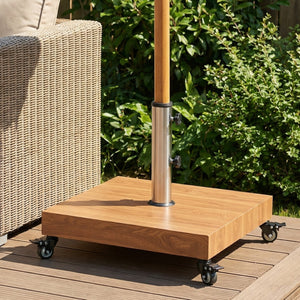 Malibu Square Umbrella Base with Wheels - Concrete & Iron Outdoor Stand