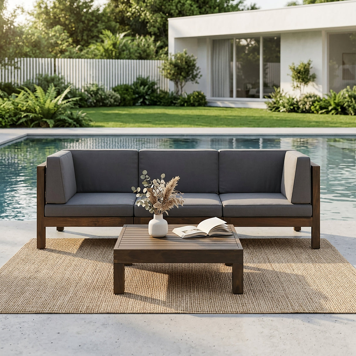 Oana 4-Piece Sofa Set with Coffee Table, Dark