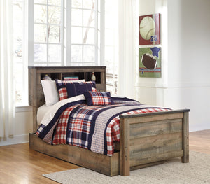 Trinell - Twin Bookcase Bed With 1 Large Storage Drawer - Brown