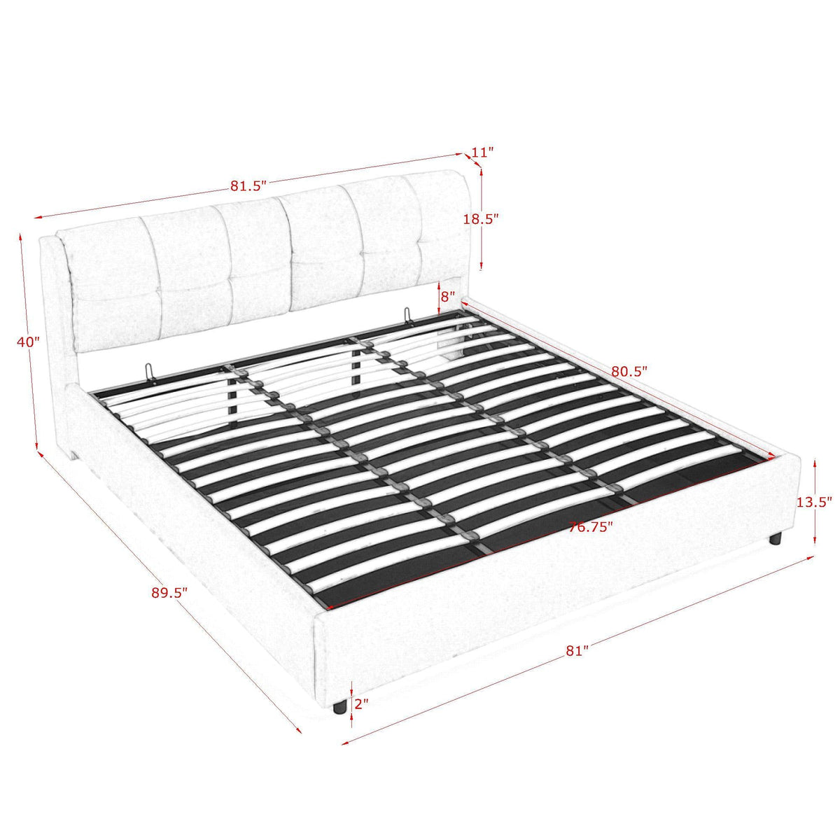 Storage Upholstered Hydraulic Platform Bed With Integrated Headboard