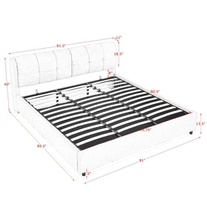 Storage Upholstered Hydraulic Platform Bed With Integrated Headboard