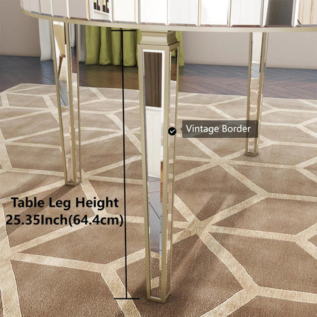 Round Glass Dining Table with Mirror Top