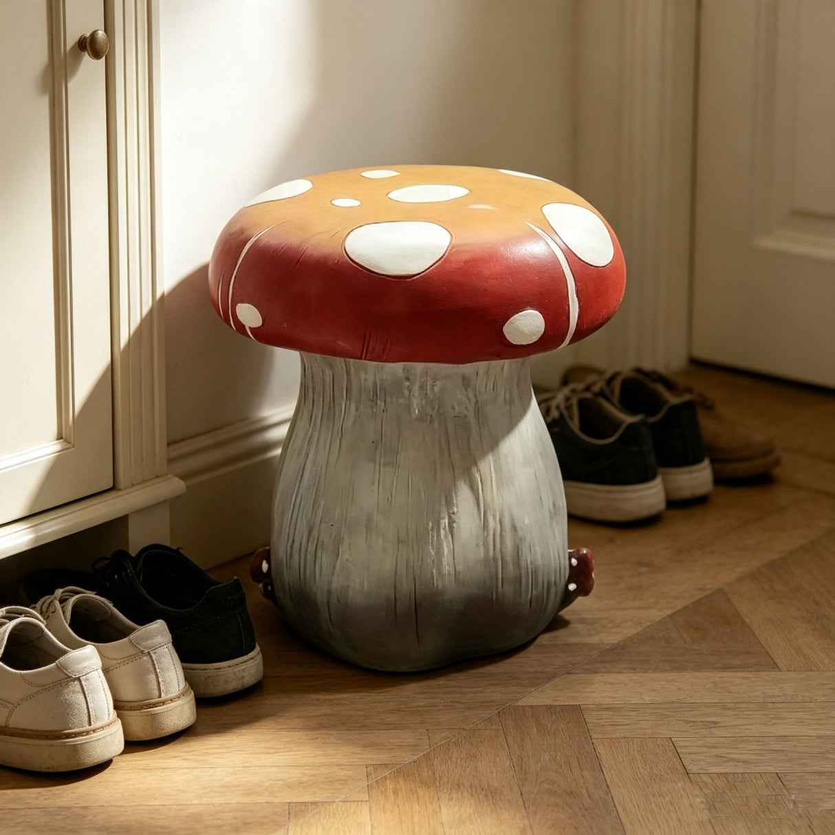 13.4" Oversized Mushroom Statue Stool