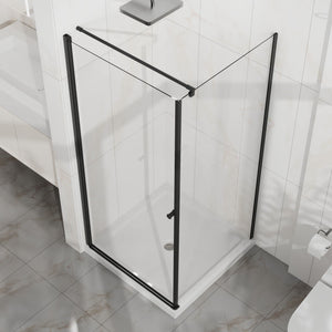 Goodyo - Frameless Corner Shower Door - Matte Black