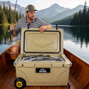 65 Quart Khaki Cooler - Ultra-Tough Hard Shell Ice Chest