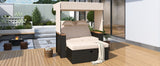 Bethany Two-Person Outdoor Rattan Daybed with Adjustable Canopy and Hidden Storage