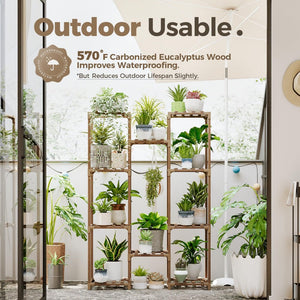 Multiple Plants Pots Wood Flower Stand