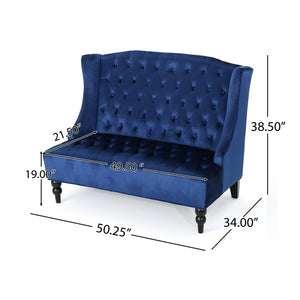 Upholstered Loveseat with Wing Back and Diamond Tufting - Multiple Colors