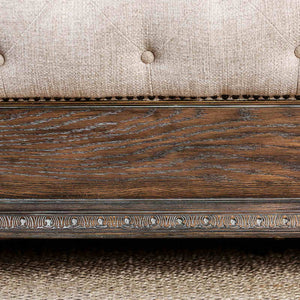 Sleigh Bed With Button Tufted Fabric Headboard And Footboard