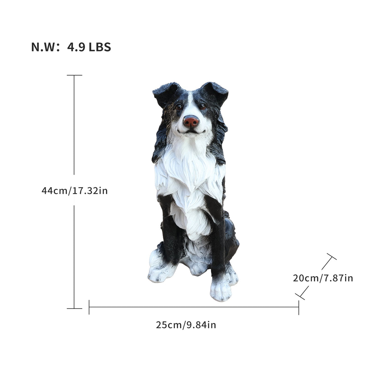 Outdoor Garden Border Collie Dog Statue Greeter