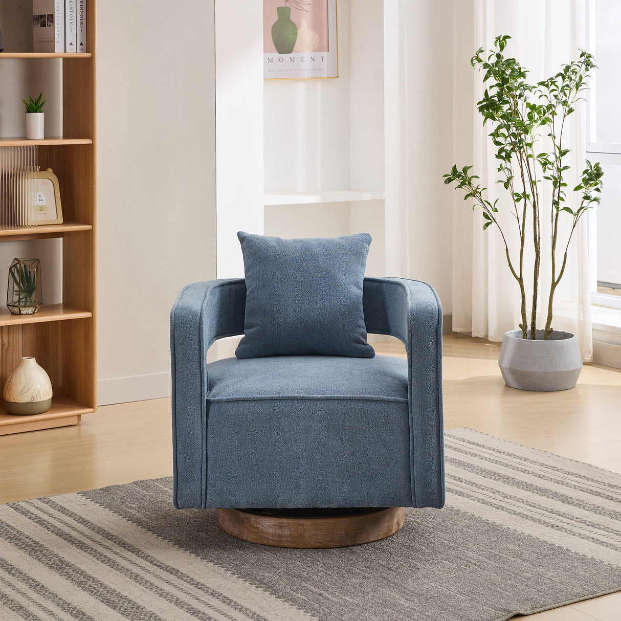 Anthology Upholstered Swivel Chair with Open Back and Removable Pillow