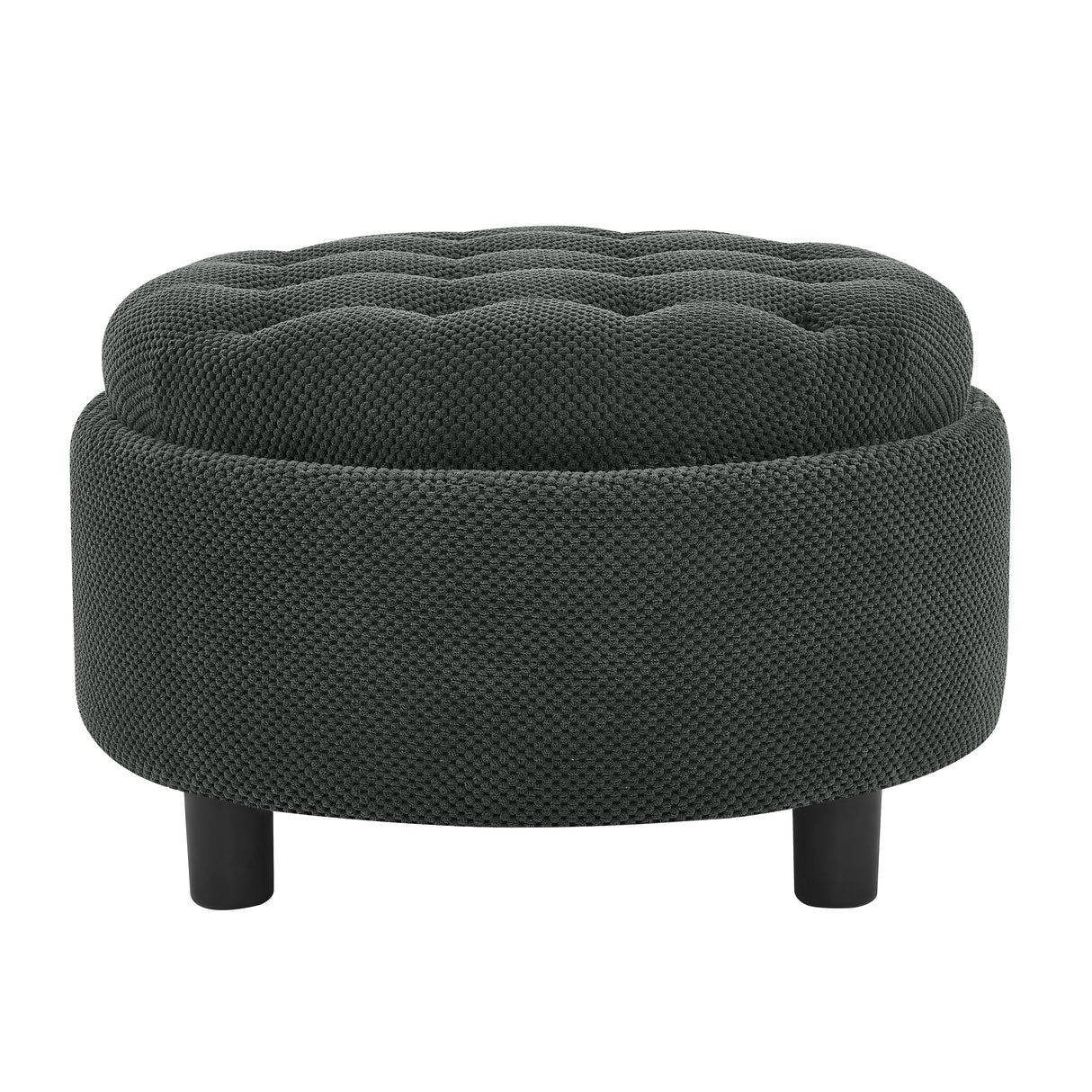 25 Inch Round Storage Ottoman with Tray