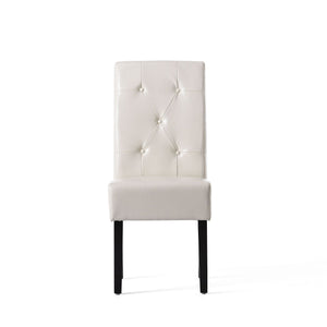 Carter - 5 Tuft Dining Chair With Button Tufted Backrest And Espresso Legs - Ivory