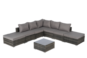 8 Pieces Outdoor Patio Sectional Sofa Couch,Wicker Furniture Conversation Sets with Washable Cushions & Glass Coffee Table for Garden, Poolside, Backyard