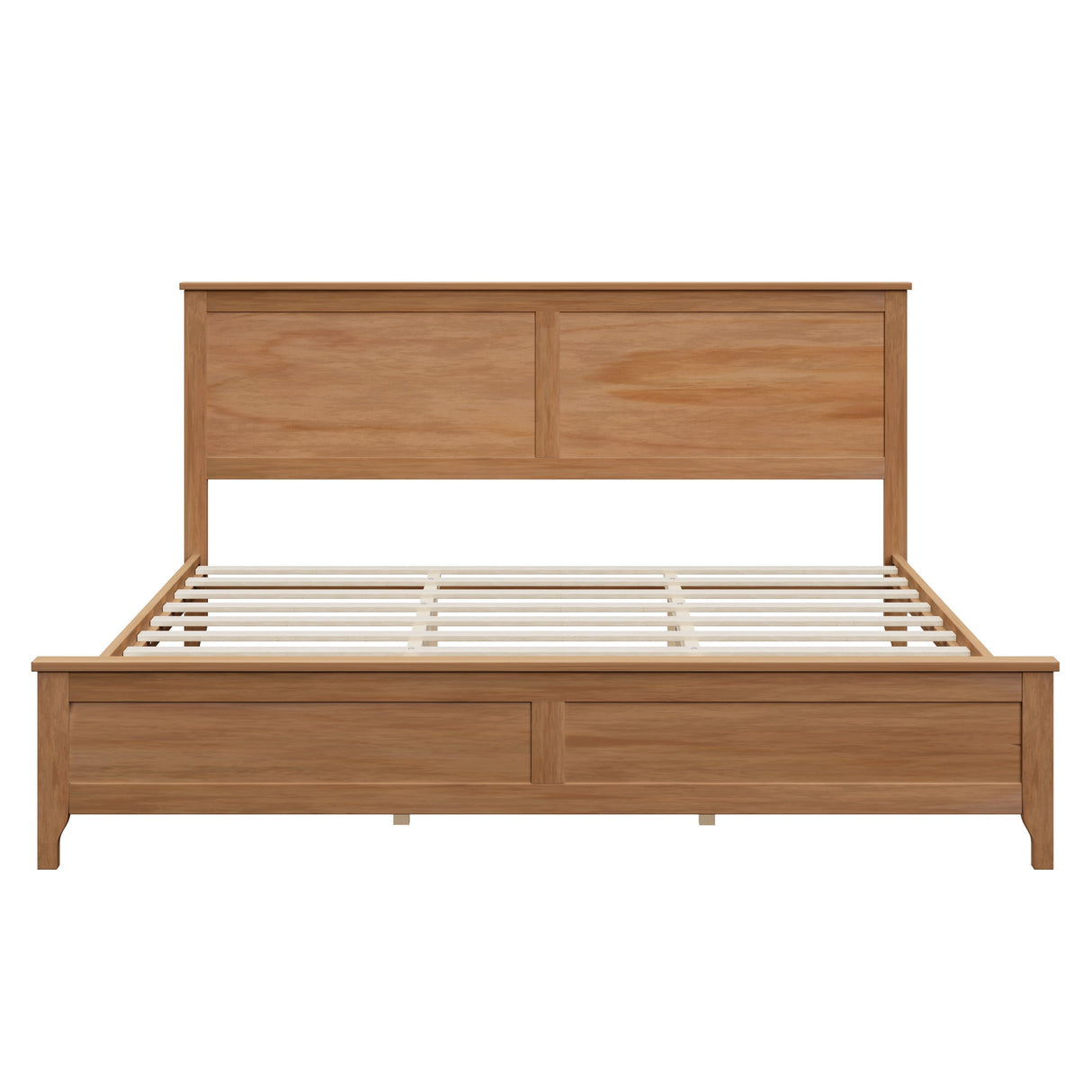 Modern Solid Wood King Size Platform Bed with Sturdy Wooden Slats Support