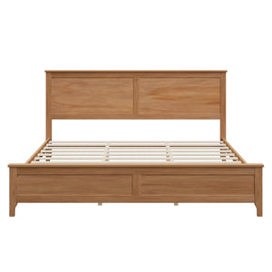 Modern Solid Wood King Size Platform Bed with Sturdy Wooden Slats Support