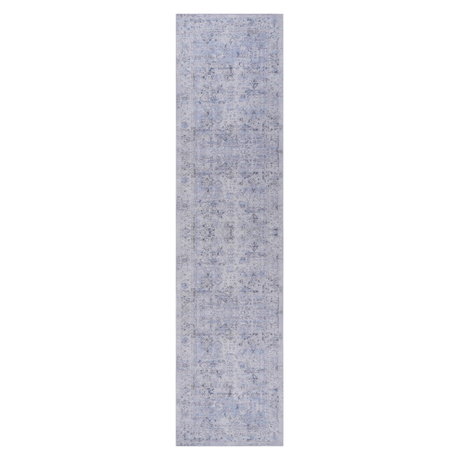 Area rug, washable rug, low-pile, non-slip, non-shedding, foldable, kid & pet friendly - area rugs for living room, bedroom, kitchen, dining room rug - perfect gifts, (blue+cream, 2'6'' x 10')