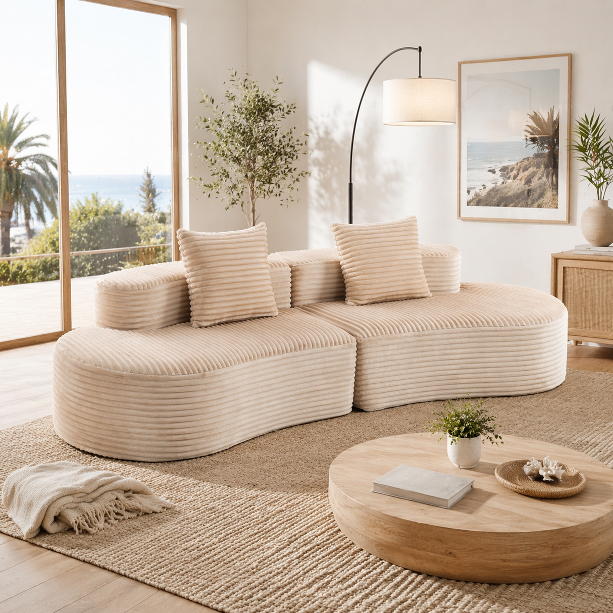 110.24" Fully Compressed Sofa with 2 Lumbar Pillows