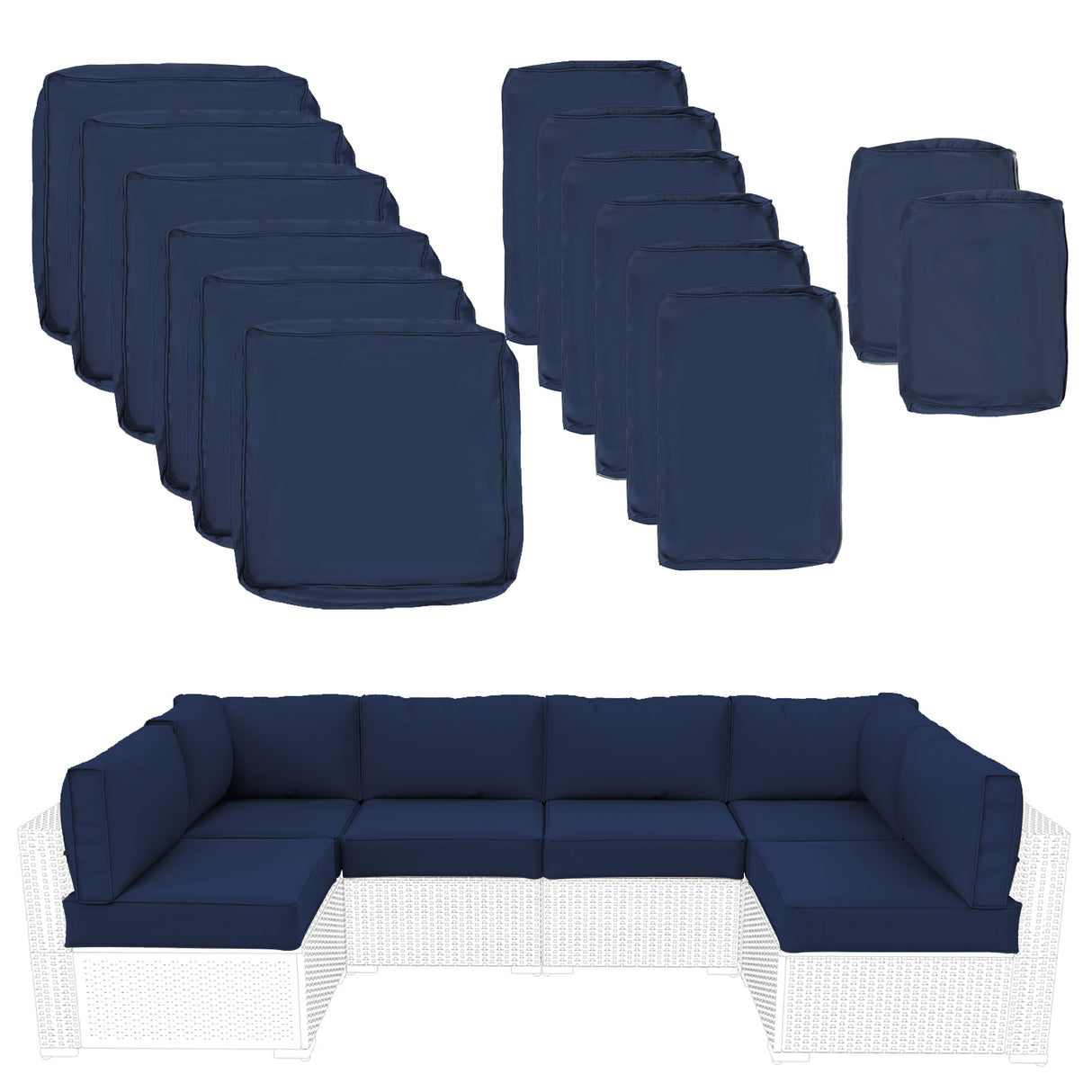 Outdoor Cushions for Patio Furniture Replacement, Patio Furniture Cushions, Deep Seat Patio Cushions, Patio Seat Cushions for Outdoor Sectional (Navy blue)