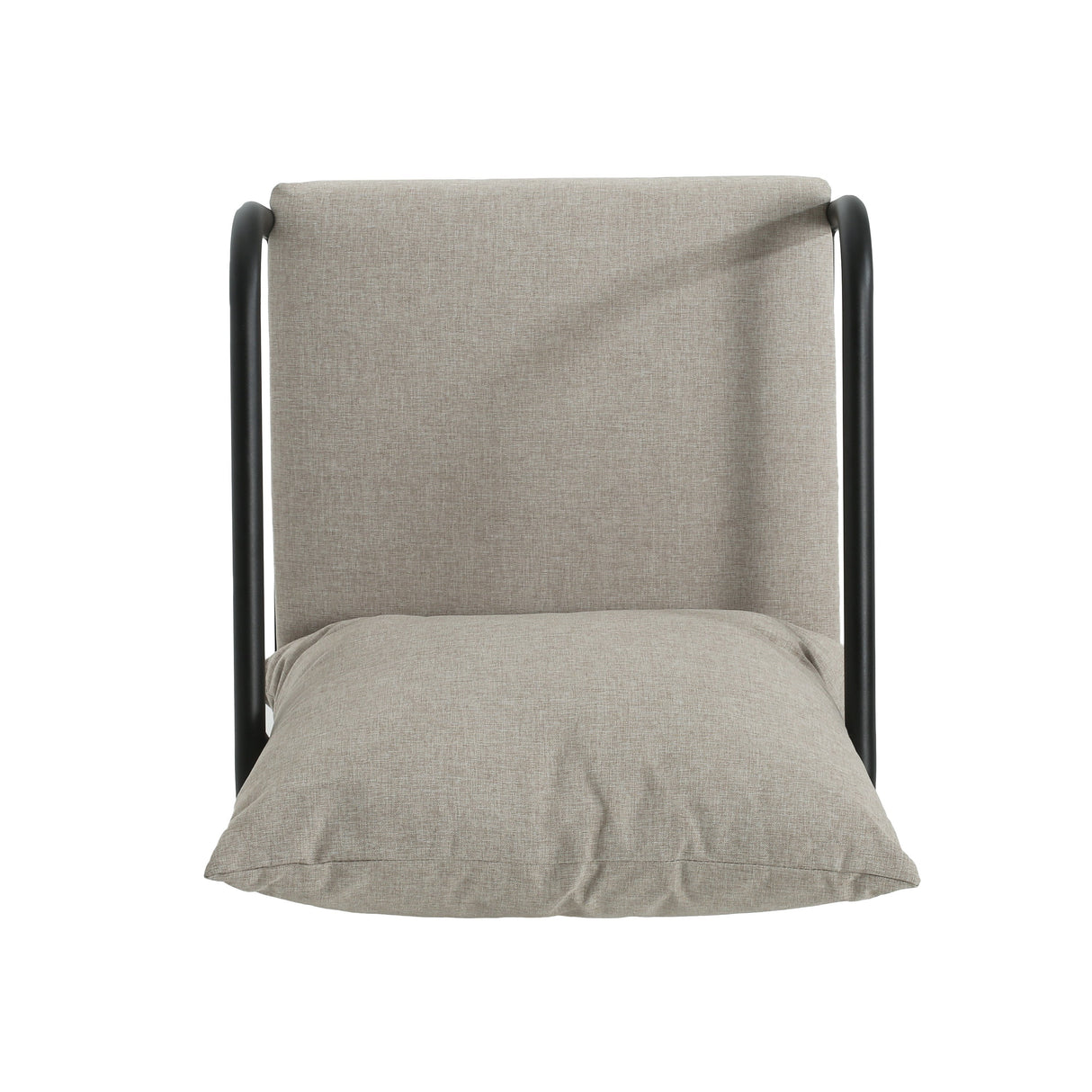 Leora Modern Minimalist Round Tube Sofa Chair with Cushions in Beige and Black Aluminum