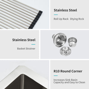 Undermount Steel Kitchen Sink, Deep Single Bowl Basin